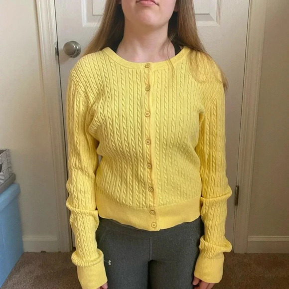 Lilly Pulitzer Yellow Cable Knit Cardigan Sweater - Picture 2 of 6